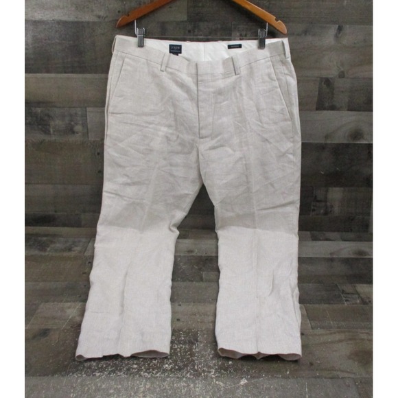 J.CREW Other - J Crew Thompson Pants Mens 36x32 Beige Tapered 100% Linen Dress Slacks Formal
